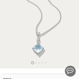 Silver Necklace with Light Blue Gemstone
